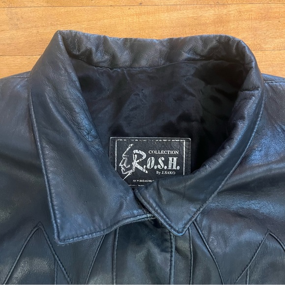 Vintage Collection ROSH by J. Sako A-Line Women's Black Leather Coat - Size XL. - Picture 2 of 11